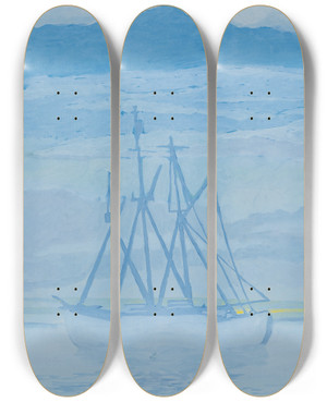 Triptych art skateboard deck of Lon Spilliaert Chalutier Sur La Mer by Leon Spilliaert (1881-1946)