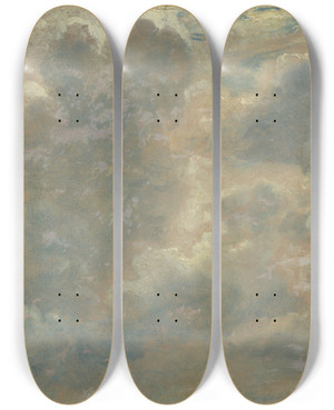 Triptych art skateboard deck of John Constable Cloud Study_3 by John Constable (1776-1837)