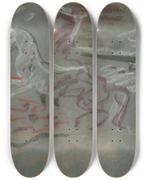 Triptych art skateboard deck of Arnold Peter Weiszkubnan Galloping Horses_3 by Arnold Peter Weisz-Kubnan (1898-1944)