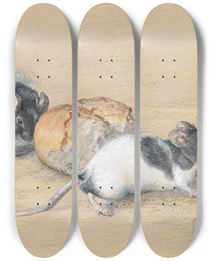 Triptych art skateboard deck of Carl Reichert Muse by Carl Reichert (1836-1918)