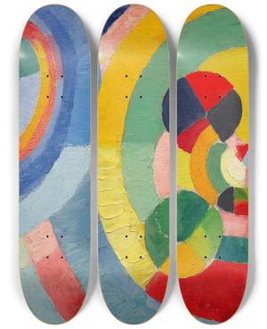 Triptych art skateboard deck of Robert Delaunay Circular Forms by Robert Delaunay (1885-1941)