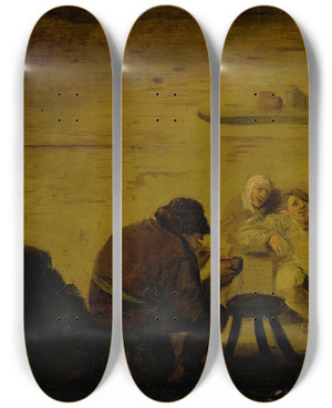 Triptych art skateboard deck of Bartholomeus Molenaer Peasants Drinking And Smoking In A Tavern by Bartholomeus Molenaer (1618-1650) Triptych art skateboard deck of Bartholomeus Molenaer Peasants Drinking And Smoking In A Tavern by Bartholomeus Molenaer (1618-1650)
