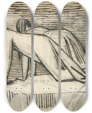 Triptych art skateboard deck of David Humbert De Superville Twee Vrouwen Die Over Een Afgrond Kijken by David Humbert De Superville (1770-1849)