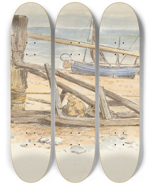 Triptych art skateboard deck of Alfred W Cooper By The Sea Tail Piece by Alfred W Cooper Triptych art skateboard deck of Alfred W Cooper By The Sea Tail Piece by Alfred W Cooper