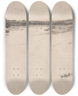 Triptych art skateboard deck of David Young Cameron Tweedside by David Young Cameron (1865-1945)
