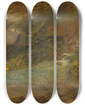 Triptych art skateboard deck of Frederic Edwin Church Woodland Stream_2 by Frederic Edwin Church (1826-1900) Triptych art skateboard deck of Frederic Edwin Church Woodland Stream_2 by Frederic Edwin Church (1826-1900)