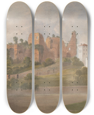 Triptych art skateboard deck of Isaac Weld Roma Palace Of Caesars by Isaac Weld (1774-1856)