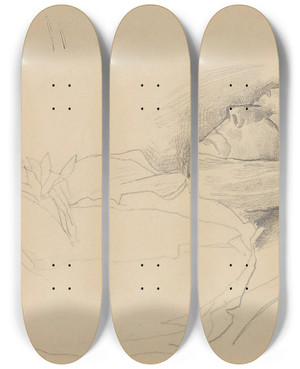 Triptych art skateboard deck of Christian Krohg Kvinne P Ddsleiet by Christian Krohg (1852-1925)