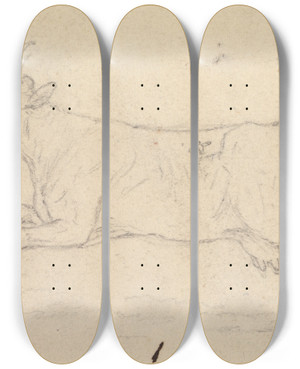 Triptych art skateboard deck of James Sowerby A Cow by James Sowerby (1757-1822)