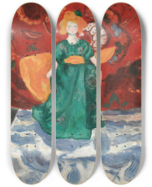 Triptych art skateboard deck of Henri Lebasque Nature Morte La Poupe by Henri Lebasque (1865-1937)