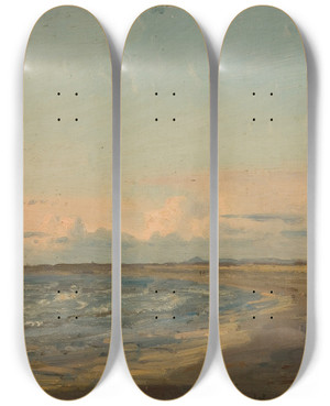 Triptych art skateboard deck of Amaldus Nielsen Aften Jren by Amaldus Nielsen (1838-1932)