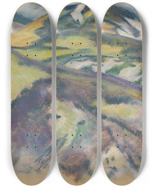 Triptych art skateboard deck of Marsden Hartley Valdez Hills by Marsden Hartley (1877-1943)
