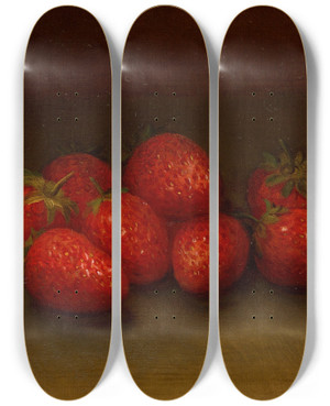 Triptych art skateboard deck of George Henry Hall Strawberries by George Henry Hall (1825-1913)