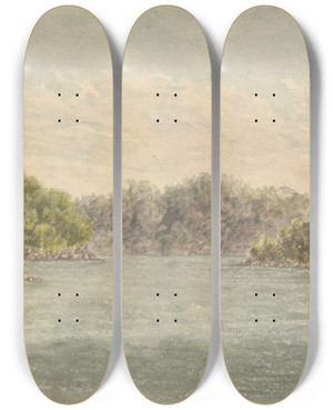 Triptych art skateboard deck of George Sherriff Parramatta River No 6 by George Sherriff (1846-1930)