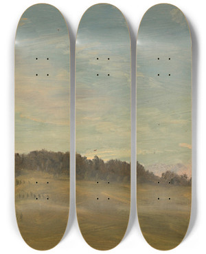 Triptych art skateboard deck of Frederic Edwin Church Summer Landscape_2 by Frederic Edwin Church (1826-1900)