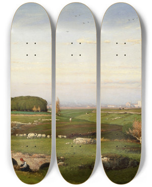 Triptych art skateboard deck of George Inness In The Roman Campagna by George Inness (1825-1894) Triptych art skateboard deck of George Inness In The Roman Campagna by George Inness (1825-1894)