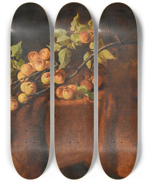 Triptych art skateboard deck of Adam Ludwig Kunz Aprikosenzweig by Adam Ludwig Kunz (1857-1929)