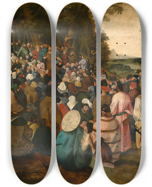Triptych art skateboard deck of Pieter Brueghel The Younger Saint John The Baptist Preaching by Pieter Brueghel The Younger (1565-1636)