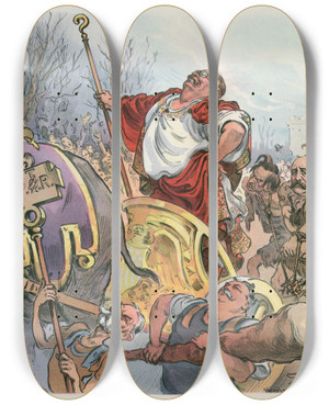 Triptych art skateboard deck of Udo Keppler Ave Theodore by Udo Keppler (1872-1956)