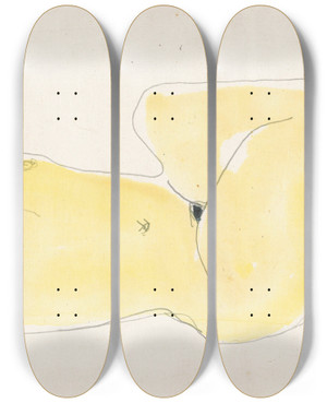 Triptych art skateboard deck of Reijer Stolk Liggende Naakte Vrouw_1 by Reijer Stolk (1896-1945)