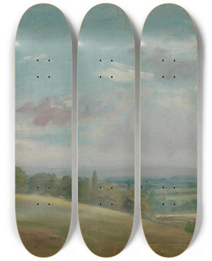 Triptych art skateboard deck of Lionel Constable Landscape by Lionel Constable (1828-1887)