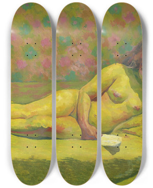 Triptych art skateboard deck of Giovanni Giacometti Theodora by Giovanni Giacometti (1868-1933)