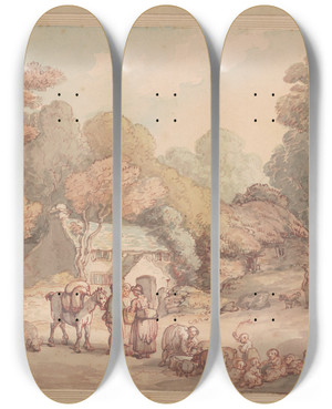 Triptych art skateboard deck of Thomas Rowlandson Country Scene In Devonshire_1 by Thomas Rowlandson (1756-1827) Triptych art skateboard deck of Thomas Rowlandson Country Scene In Devonshire_1 by Thomas Rowlandson (1756-1827)
