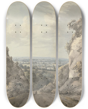 Triptych art skateboard deck of John James Barralet The Road To East Grinstead by John James Barralet