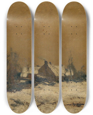 Triptych art skateboard deck of Frantz Binj Winter In The Kempen by Frantz Binje