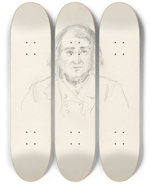 Triptych art skateboard deck of Adolph Tidemand Mannsportrett En Face by Adolph Tidemand (1814-1876)
