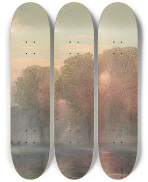 Triptych art skateboard deck of William Collingwood Smith Windsor From Datchet by William Collingwood Smith (1815-1887)