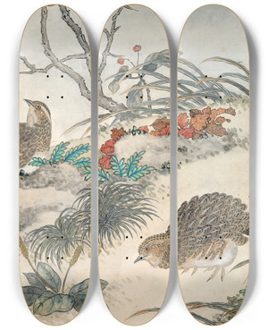 Triptych art skateboard deck of Xu Yang Everlastingcontentment by Xu Yang (1750-1776)