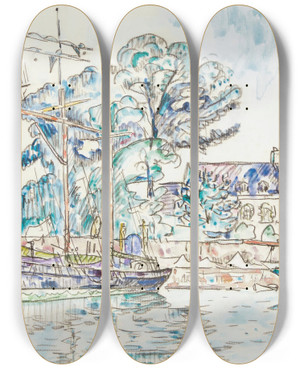 Triptych art skateboard deck of Paul Signac Paimpol Le Fanny Crossfield by Paul Signac (1863-1935)