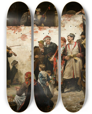Triptych art skateboard deck of Wincenty Wodzinowski Familiar Note by Wincenty Wodzinowski (1866-1940)