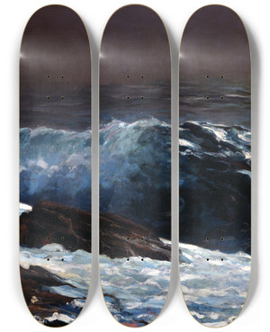 Triptych art skateboard deck of Winslow Homer Sunlight On The Coast by Winslow Homer (1836-1910)