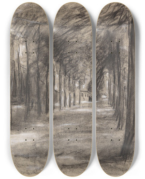 Triptych art skateboard deck of Max Liebermann Brink Dorfanger In Laren by Max Liebermann (1847-1935)