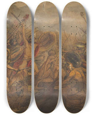 Triptych art skateboard deck of Franois Joseph Heim Battle Scene by Francois Joseph Heim (1787-1865)