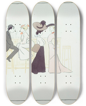 Triptych art skateboard deck of Georges Goursat Sem Palais De Glace 2 by Georges Goursat (Sem) (1863-1934)