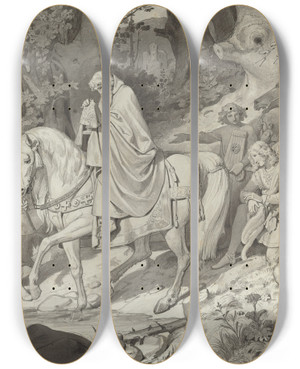 Triptych art skateboard deck of Philipp Von Foltz The Count Of Habsburg by Philipp Von Foltz (1805-1877)