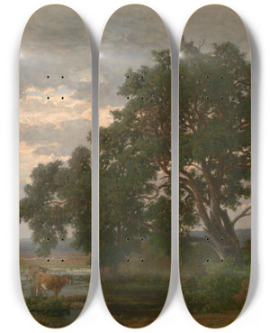 Triptych art skateboard deck of Frans Keelhoff Moorland Landscape by Frans Keelhoff