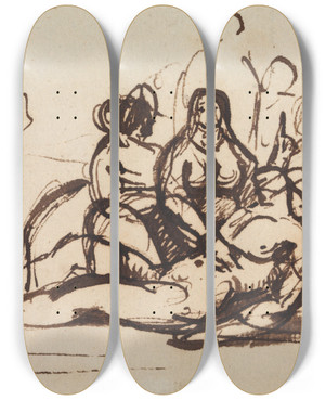 Triptych art skateboard deck of Benjamin Robert Haydon Study Of The Pieta by Benjamin Robert Haydon (1786-1846)