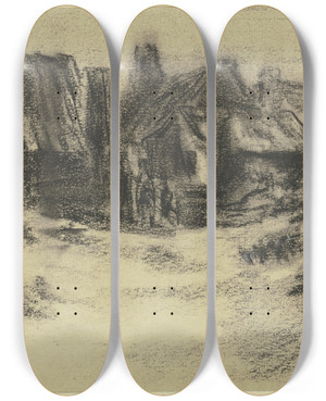 Triptych art skateboard deck of Max Liebermann Houses In A Fishing Village by Max Liebermann (1847-1935) Triptych art skateboard deck of Max Liebermann Houses In A Fishing Village by Max Liebermann (1847-1935)