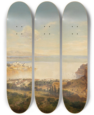 Triptych art skateboard deck of Albert Zimmermann Monaco Riviera Di Ponente by Albert Zimmermann (1808-1888)