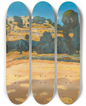 Triptych art skateboard deck of Konstantinos Maleas Naxos by Konstantinos Maleas (1879-1928)