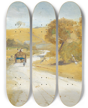 Triptych art skateboard deck of Arthur Streeton At Templestowe by Arthur Streeton (1867-1943)