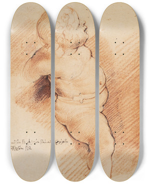Triptych art skateboard deck of Willem Panneels Kentaur Betvunget Af Amor Antik Skulpturgruppe To Studier Af Amor Den Ene Set Fra Hjre Den Anden Bagfra by Willem Panneels (1600-1634)
