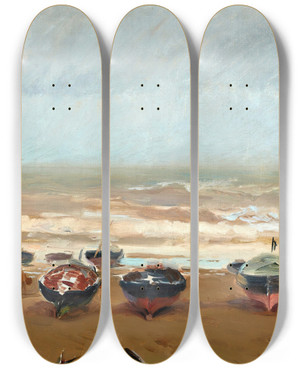 Triptych art skateboard deck of Joaqun Sorolla Tarde Tormentosa Stormy Afternoon by Joaquin Sorolla (1863-1923)