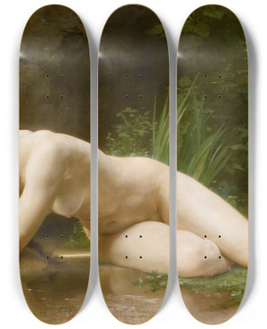 Triptych art skateboard deck of William Bouguereau Biblis by William Bouguereau (1825-1905)