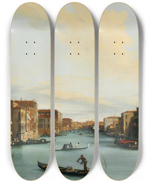 Triptych art skateboard deck of Giuseppe Bernardino Bison Venice Canal Grande by Giuseppe Bernardino Bison (1762-1844)