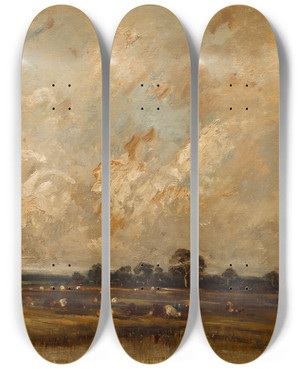 Triptych art skateboard deck of Jules Dupr Marshland by Jules Dupre (1811-1889) Triptych art skateboard deck of Jules Dupr Marshland by Jules Dupre (1811-1889)
